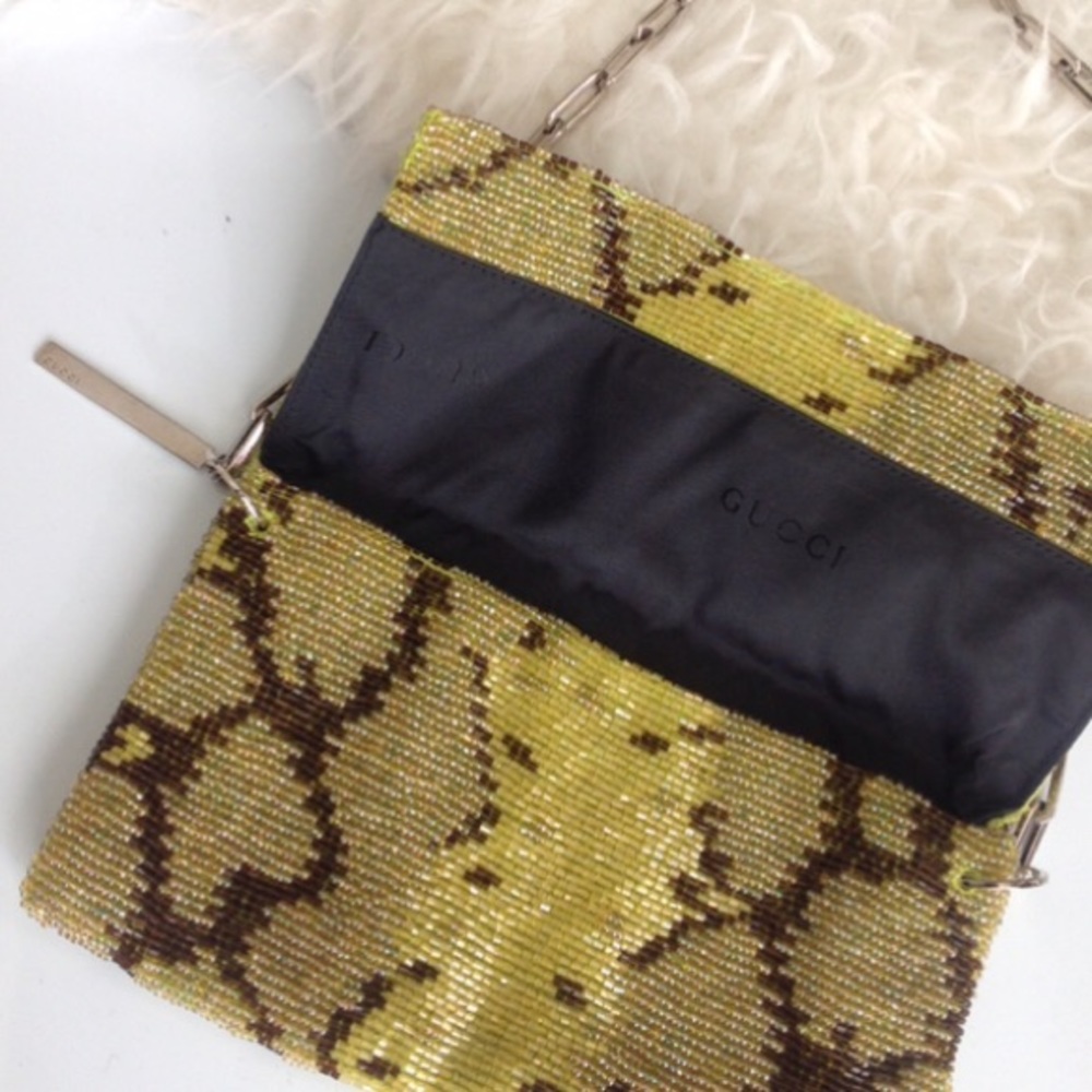 GO Couturella! RARE GUCCI Clutch python sequins